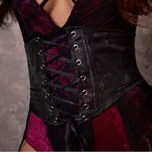Black Corset Goth Punk Witch Lace-Up Waist Cincher Steampunk Baroque NWOT Medium